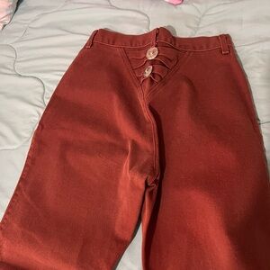High-Rise Women's Jeans in Rust Red